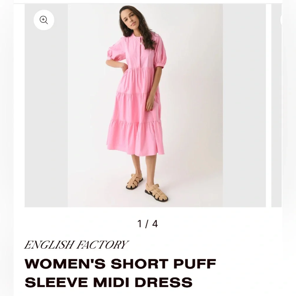 English Factory Pink Tiered Midi Dress - Picture 1 of 11